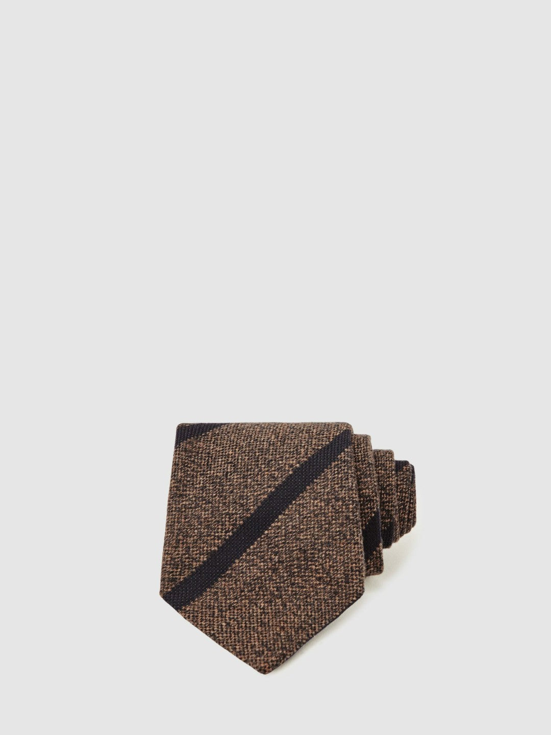 Wool-Silk Striped Tie in Chocolate Brown Men | Reiss