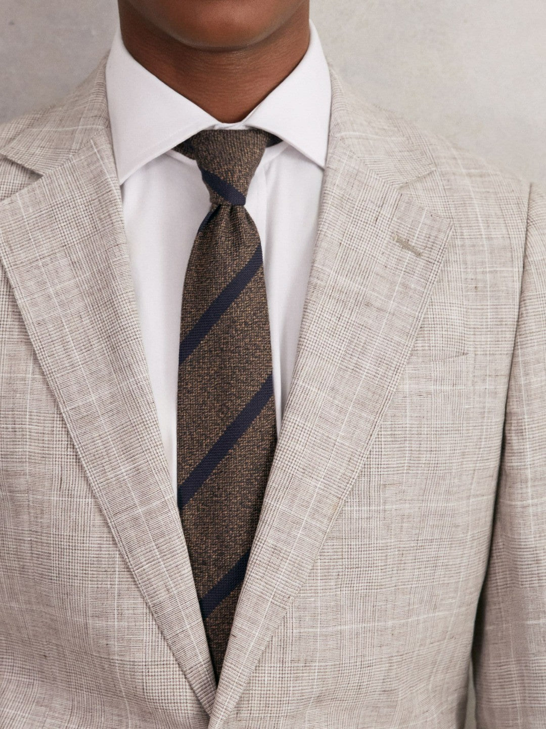 Wool-Silk Striped Tie in Chocolate Brown Men | Reiss