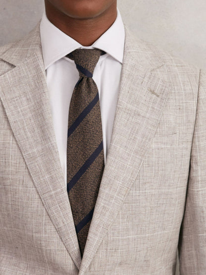 Wool-Silk Striped Tie in Chocolate Brown Men | Reiss