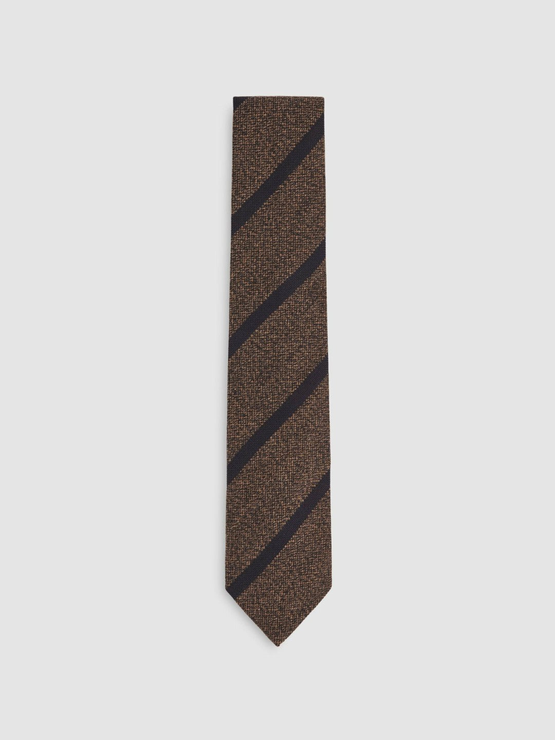 Wool-Silk Striped Tie in Chocolate Brown Men | Reiss