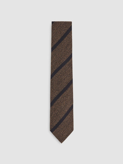 Wool-Silk Striped Tie in Chocolate Brown Men | Reiss