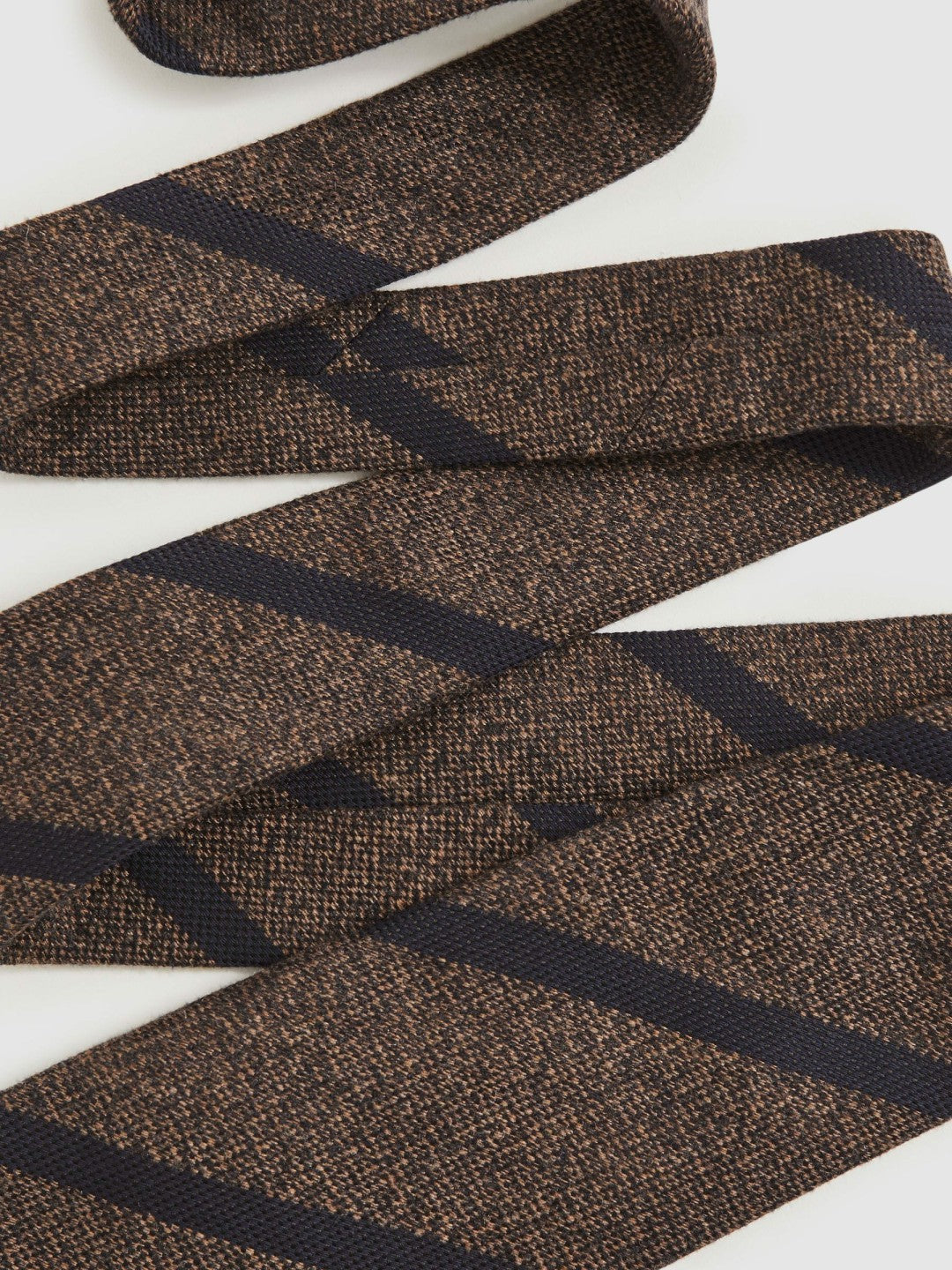 Wool-Silk Striped Tie in Chocolate Brown Men | Reiss
