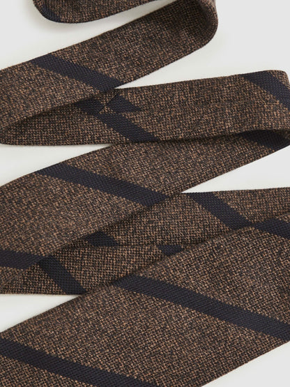 Wool-Silk Striped Tie in Chocolate Brown Men | Reiss