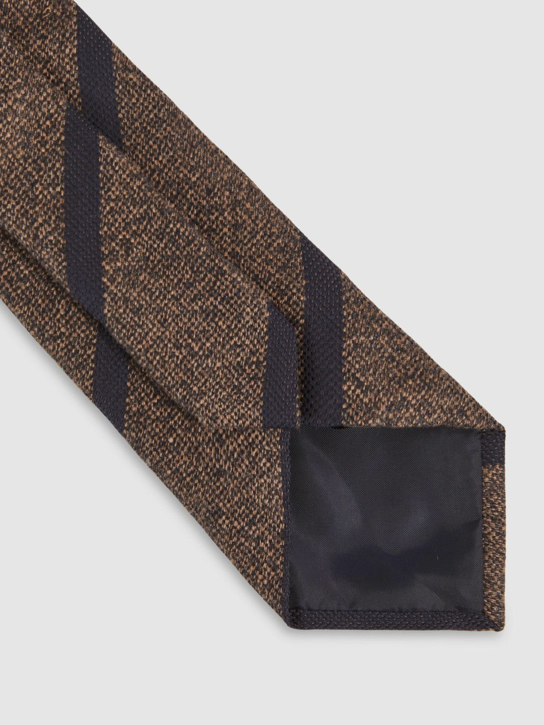 Wool-Silk Striped Tie in Chocolate Brown Men | Reiss