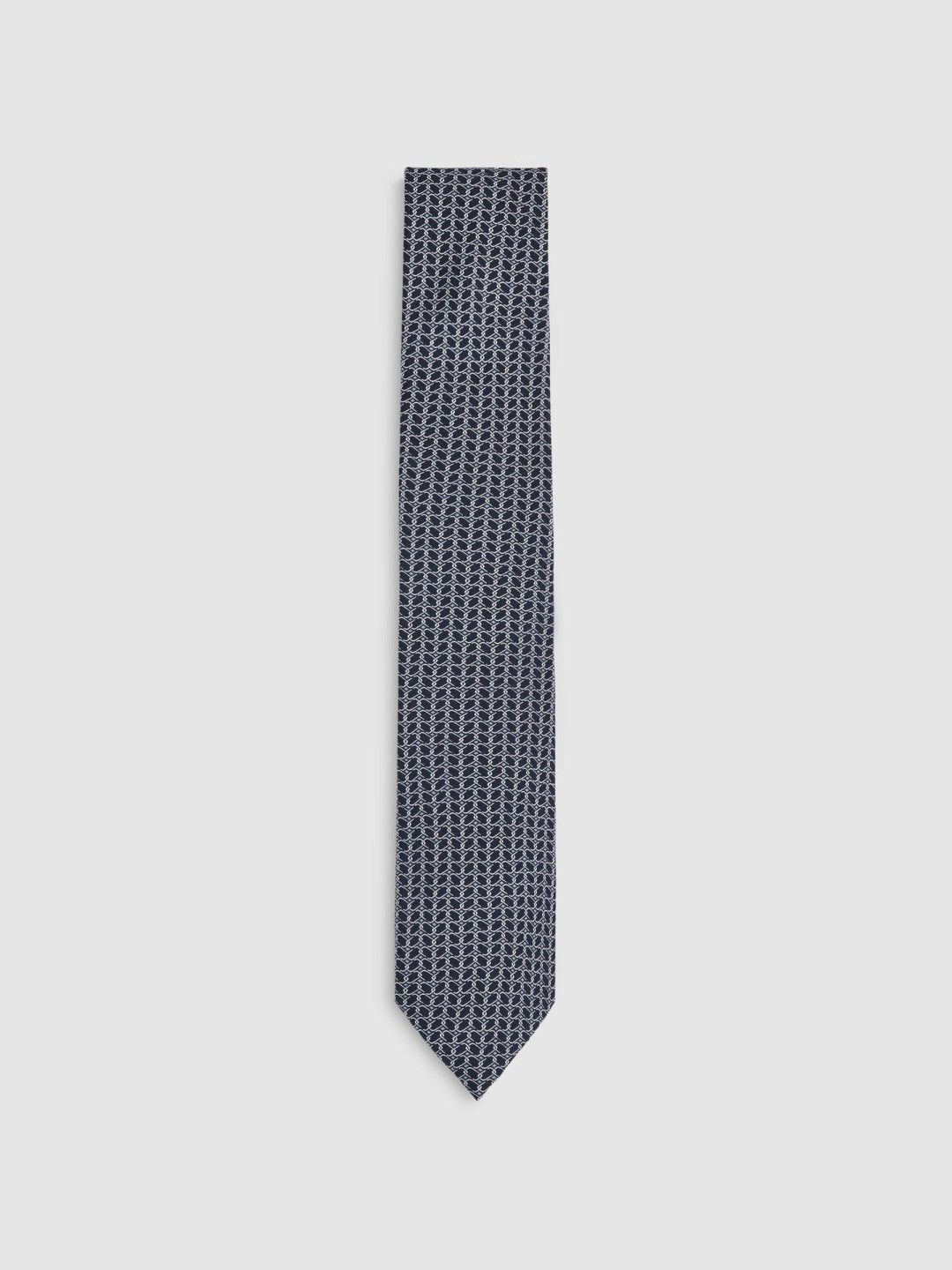 Silk Geometric-Chain Print Tie in Navy Men | Reiss