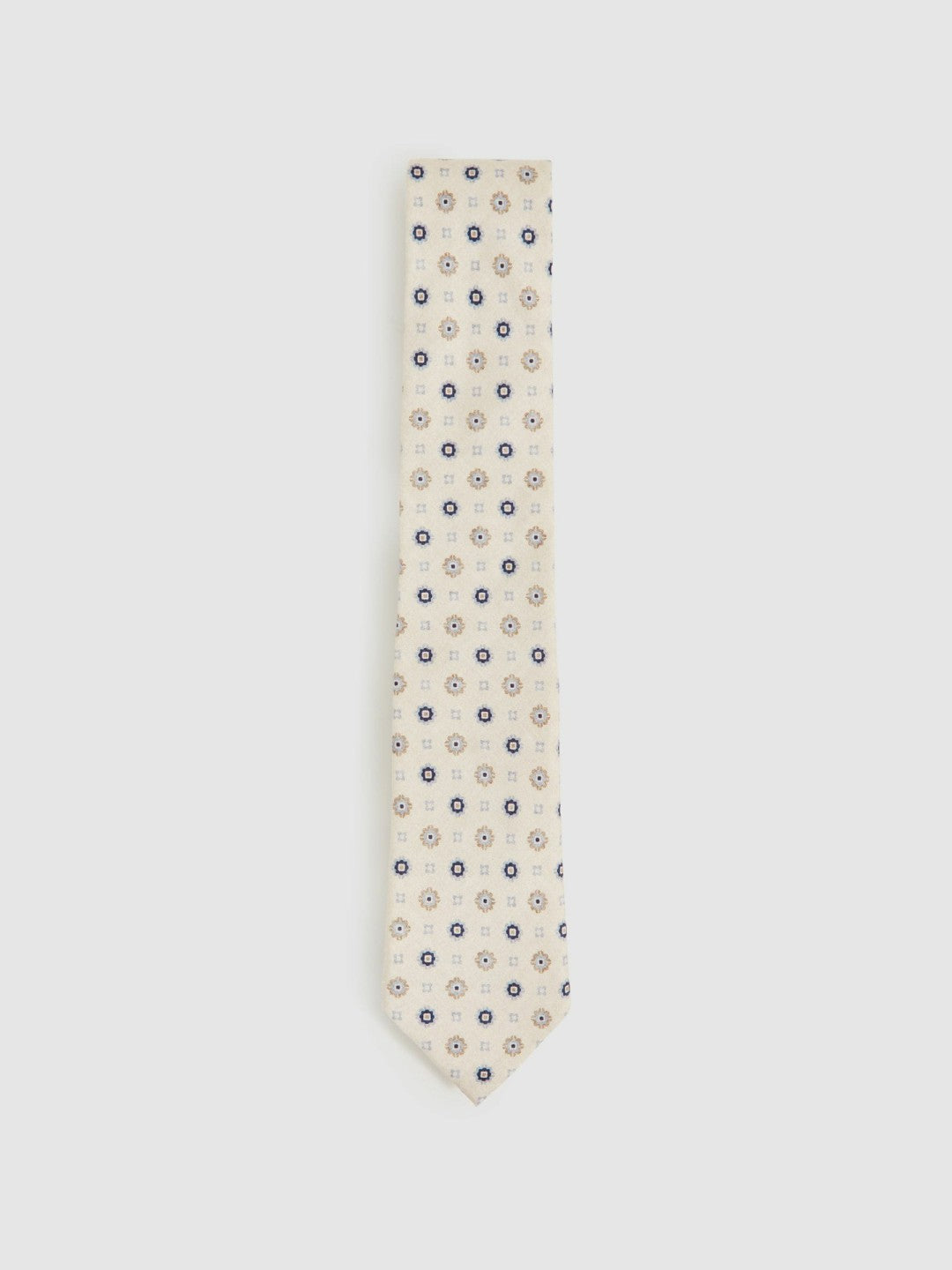 Silk Floral-Medallion Tie in Ivory Men | Reiss