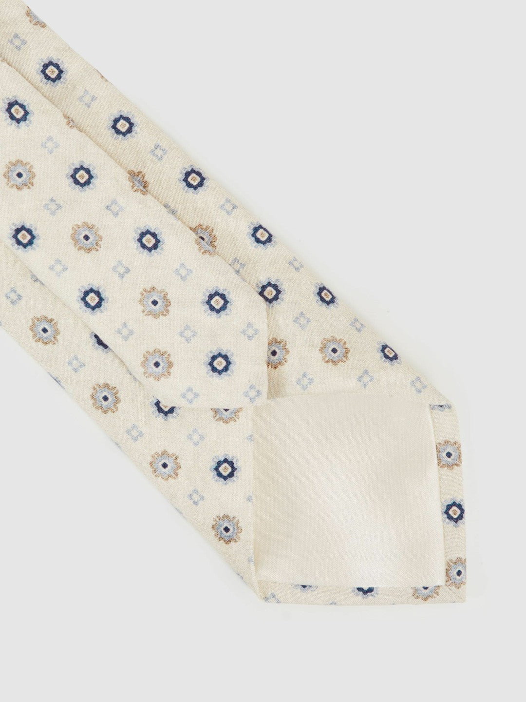 Silk Floral-Medallion Tie in Ivory Men | Reiss