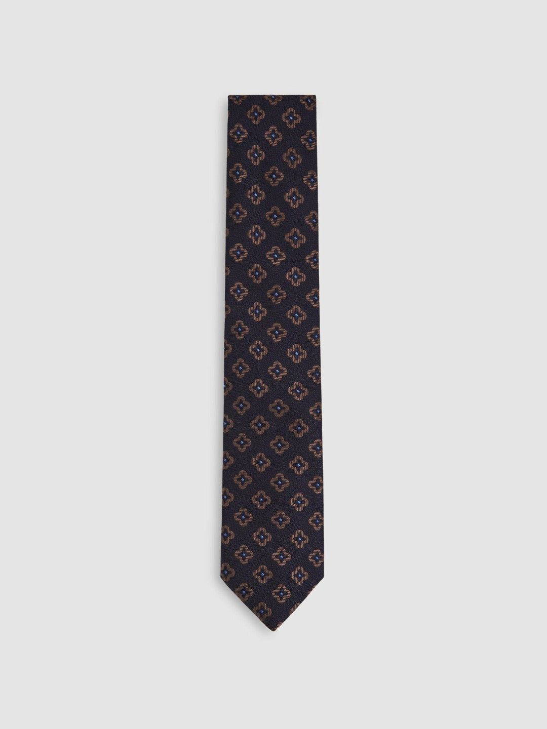 Silk-Wool Floral-Medallion Tie in Navy Men | Reiss