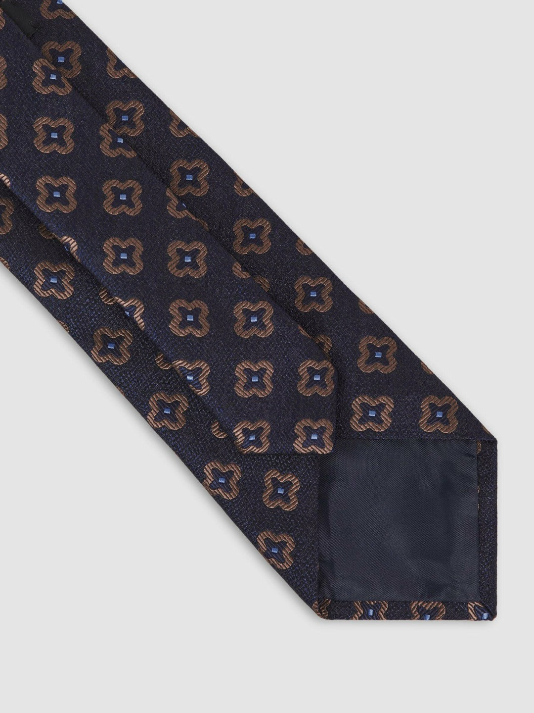 Silk-Wool Floral-Medallion Tie in Navy Men | Reiss