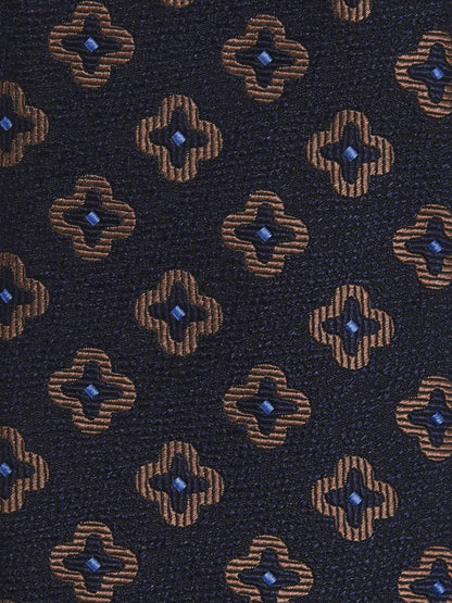 Silk-Wool Floral-Medallion Tie in Navy Men | Reiss