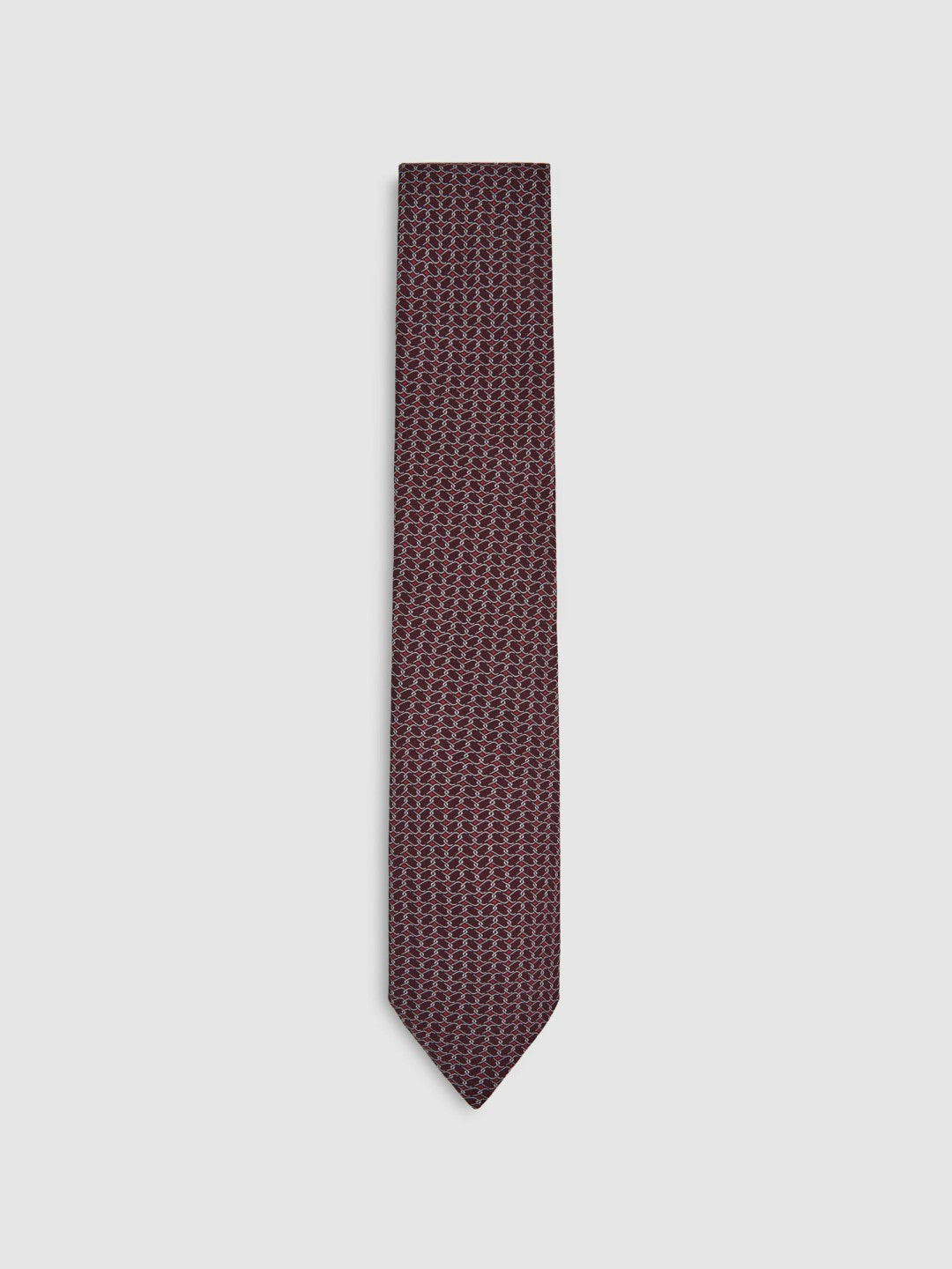 Silk Geometric-Chain Print Tie in Bordeaux Men | Reiss