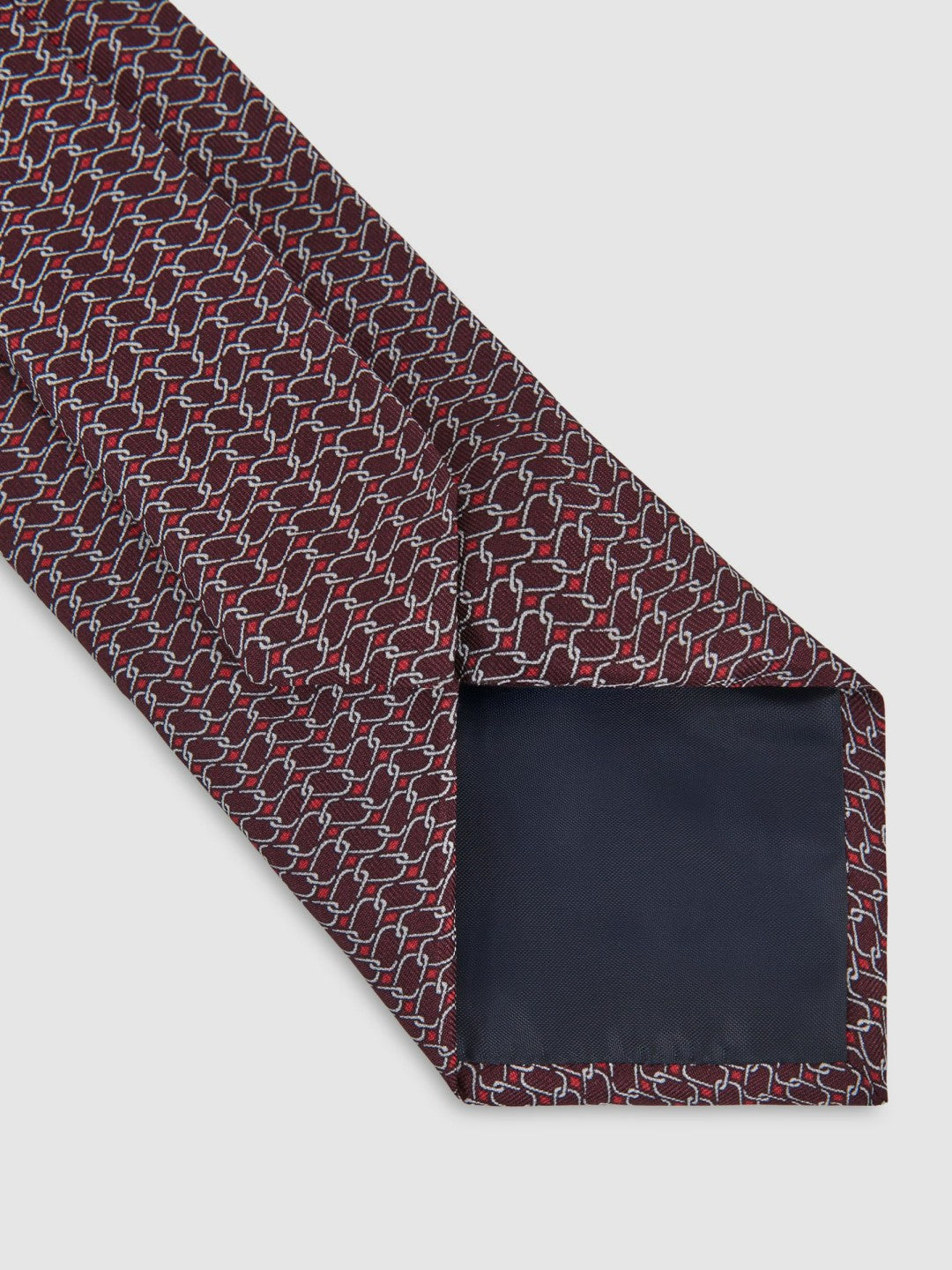 Silk Geometric-Chain Print Tie in Bordeaux Men | Reiss