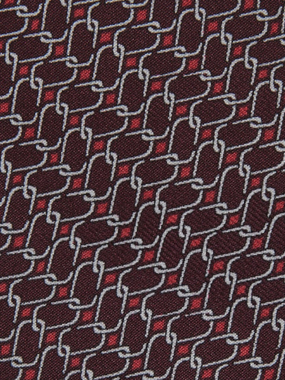 Silk Geometric-Chain Print Tie in Bordeaux Men | Reiss