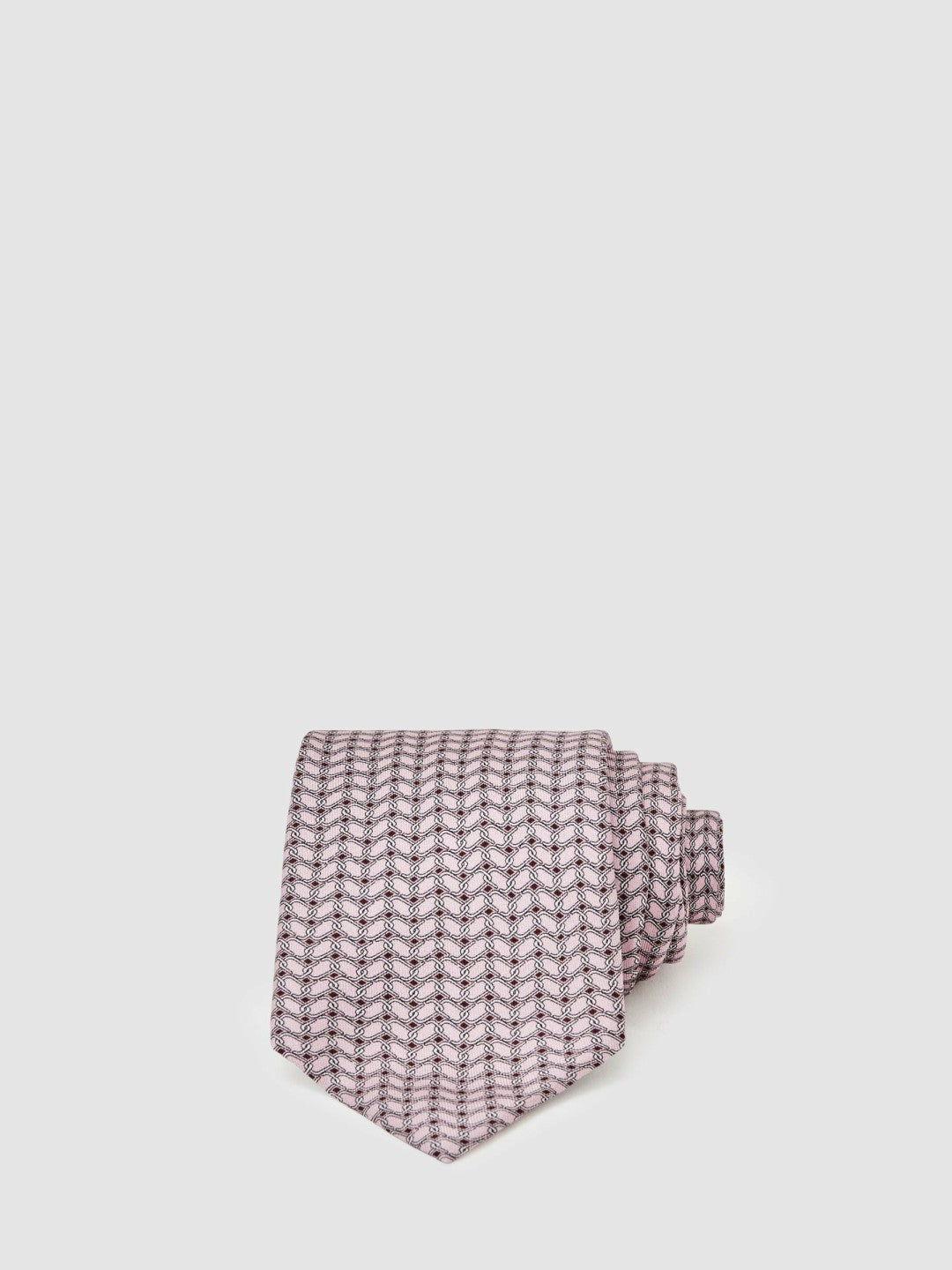 Silk Geometric-Chain Print Tie in Soft Pink Men | Reiss
