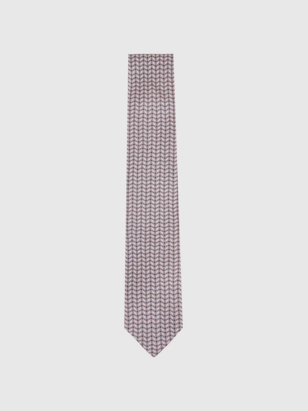 Silk Geometric-Chain Print Tie in Soft Pink Men | Reiss