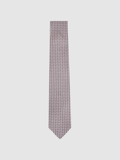 Silk Geometric-Chain Print Tie in Soft Pink Men | Reiss