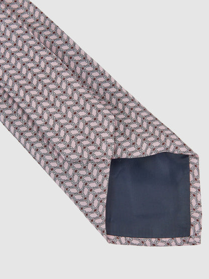 Silk Geometric-Chain Print Tie in Soft Pink Men | Reiss