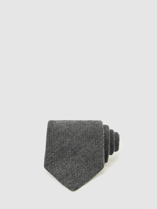 Wool-Silk Textured Tie in Charcoal Men | Reiss
