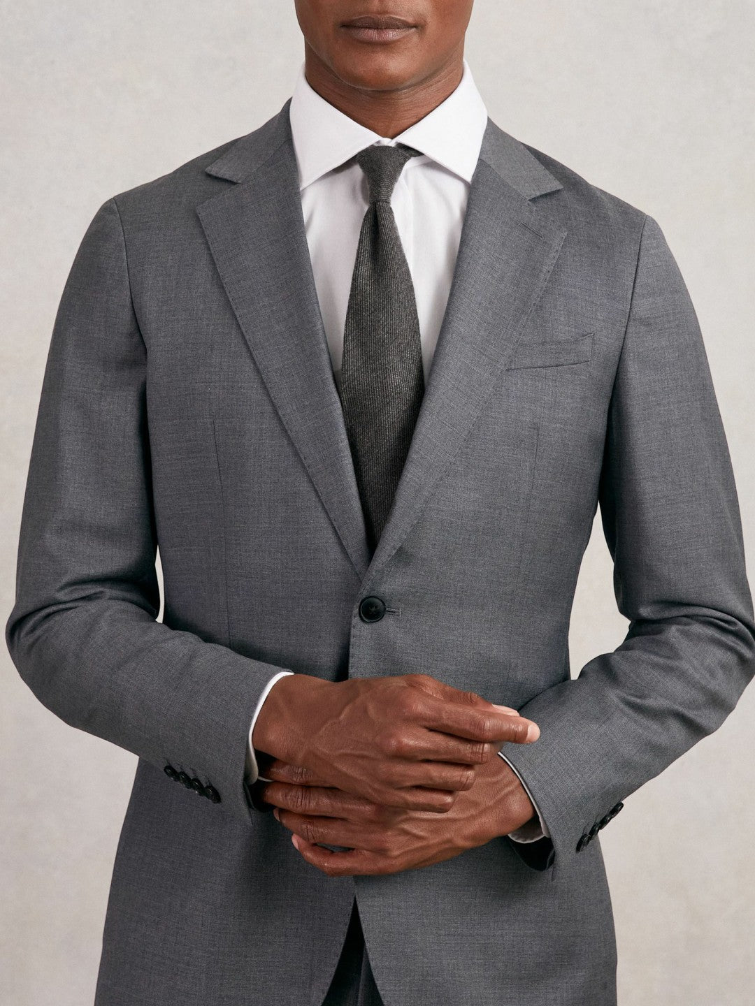 Wool-Silk Textured Tie in Charcoal Men | Reiss