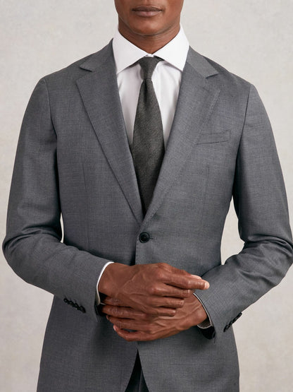 Wool-Silk Textured Tie in Charcoal Men | Reiss