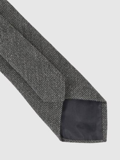 Wool-Silk Textured Tie in Charcoal Men | Reiss