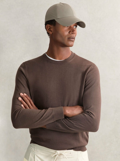 Embroidered Logo Tech Baseball Cap in Mushroom Brown Men | Reiss