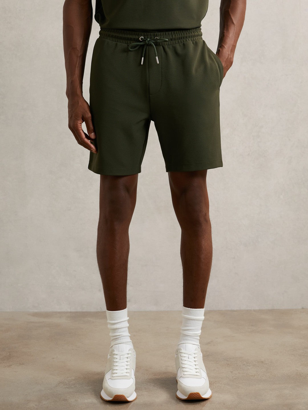 Textured Drawstring Shorts in Green Men | Reiss