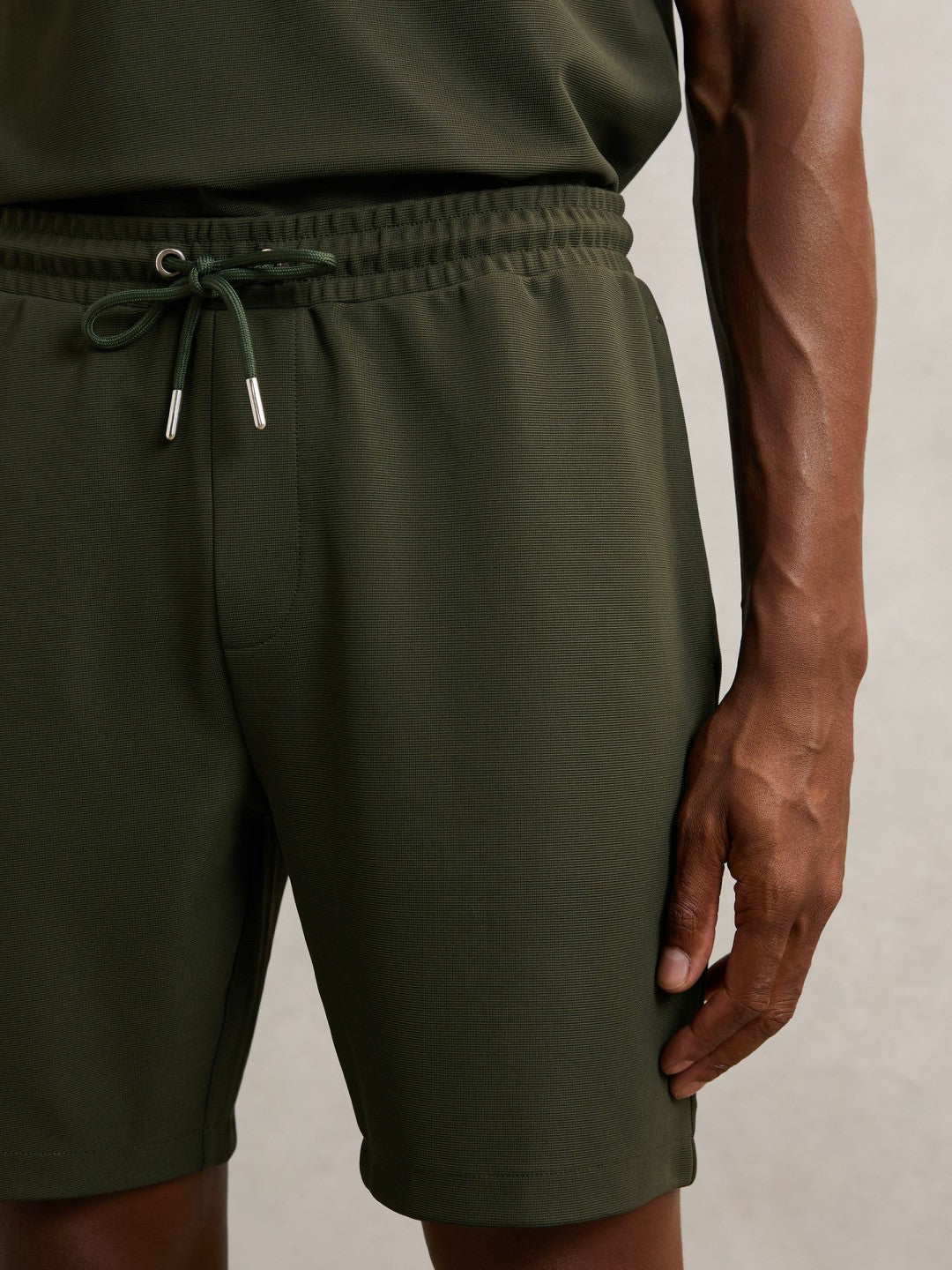 Textured Drawstring Shorts in Green Men | Reiss