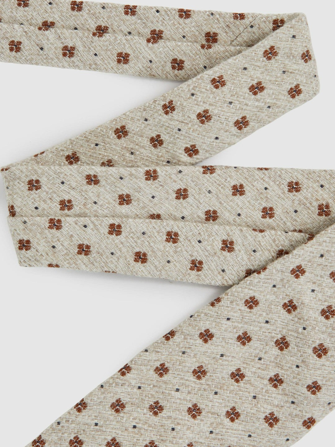 Wool-Silk Floral-Medallion Tie in Oatmeal Melange Men | Reiss