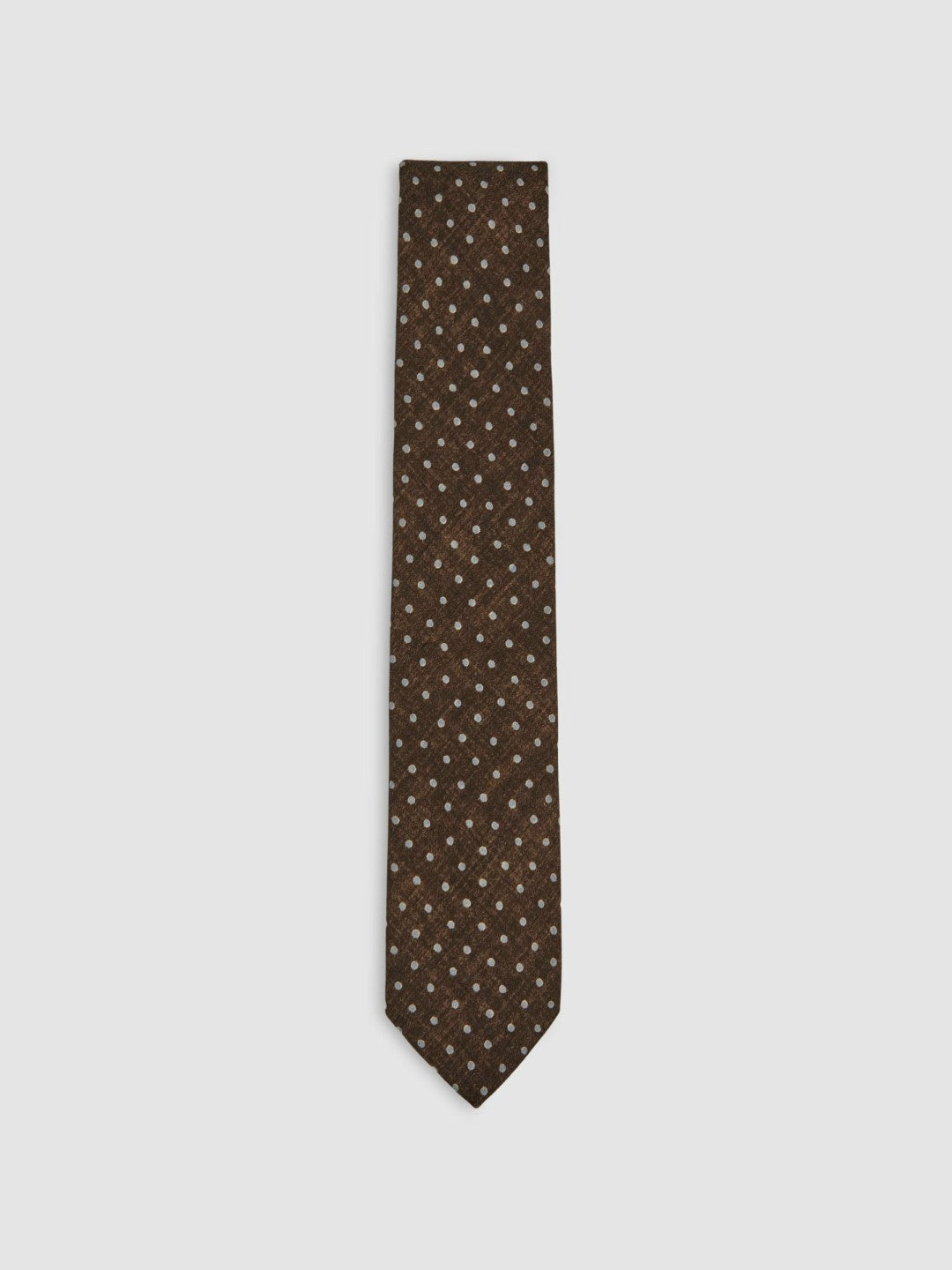 Wool-Cotton Polka-Dot Tie in Chocolate Brown Men | Reiss