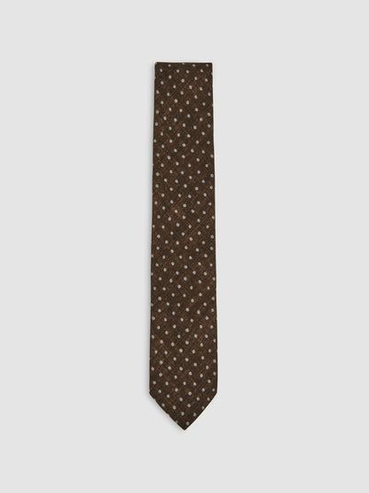 Wool-Cotton Polka-Dot Tie in Chocolate Brown Men | Reiss