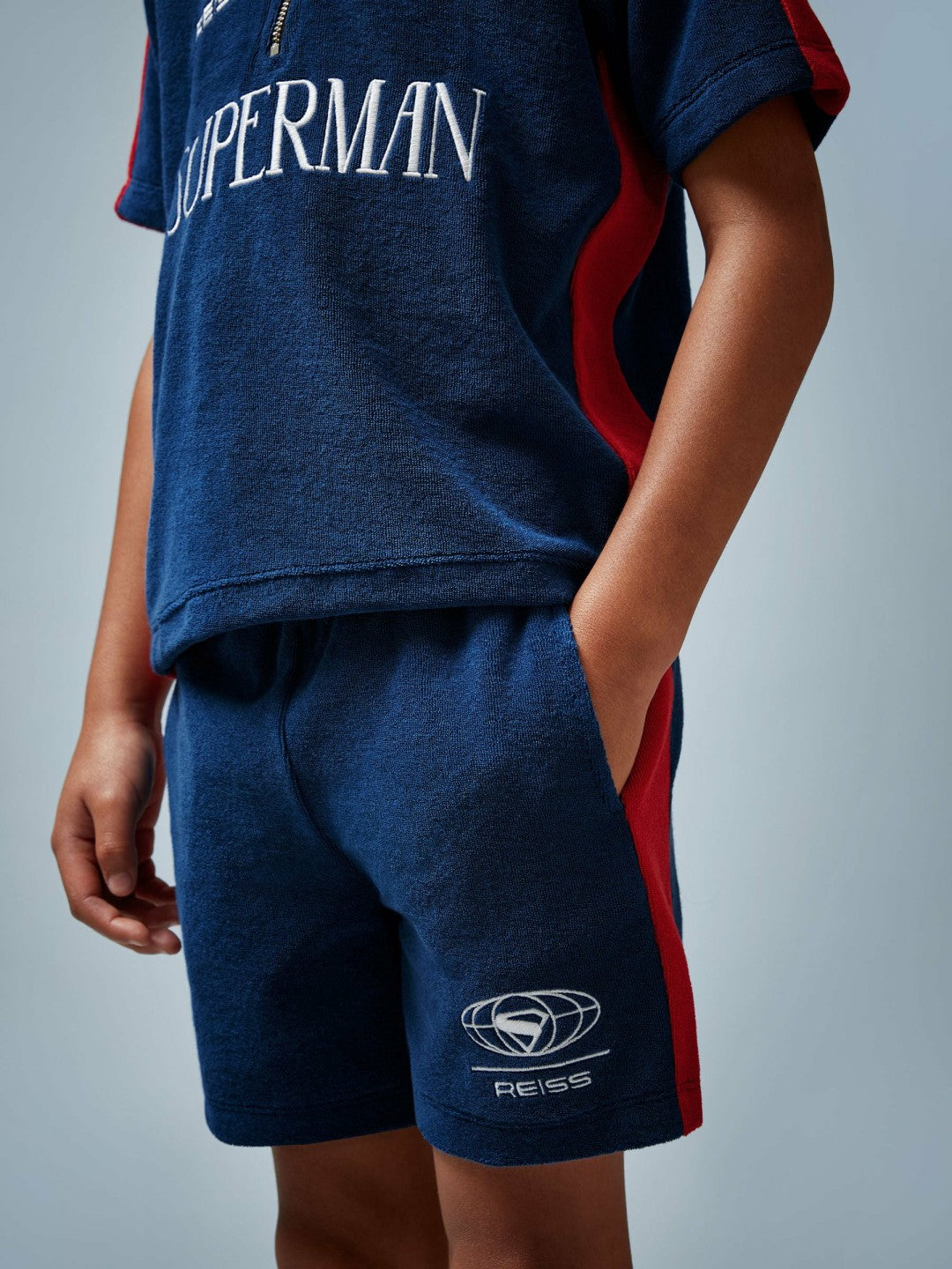 3-9 yrs Superman Towelling Shorts in Blue/Red Children & Baby | Reiss