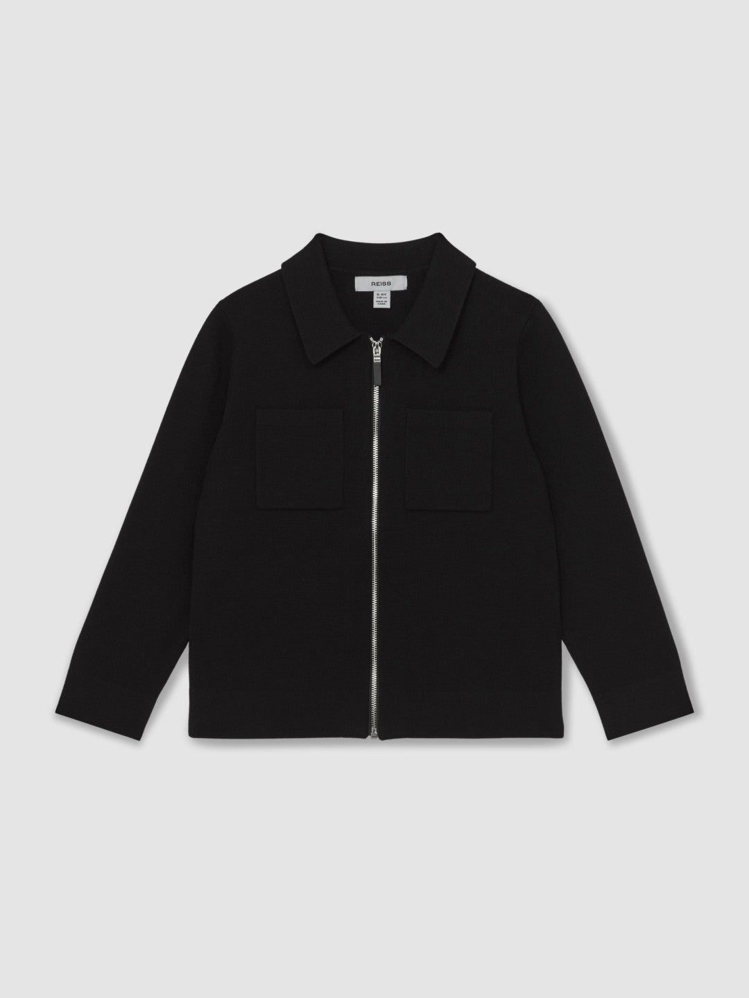 9-13 yrs Knitted Zip-Through Cardigan in Black Children & Baby | Reiss