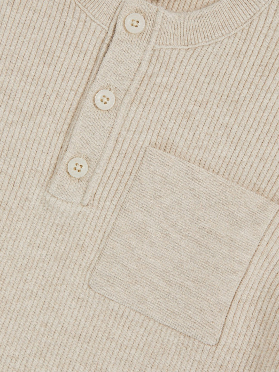 3-9 yrs Cotton-Blend Rib-Knit Henley Top in Oatmeal Melange Children & Baby | Reiss