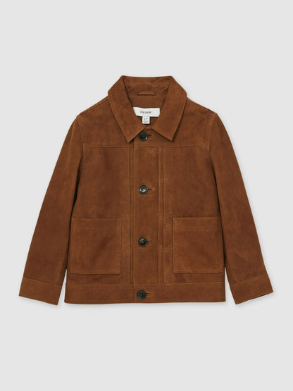 3-9 yrs Suede Worker Jacket in Tobacco Brown Children & Baby | Reiss