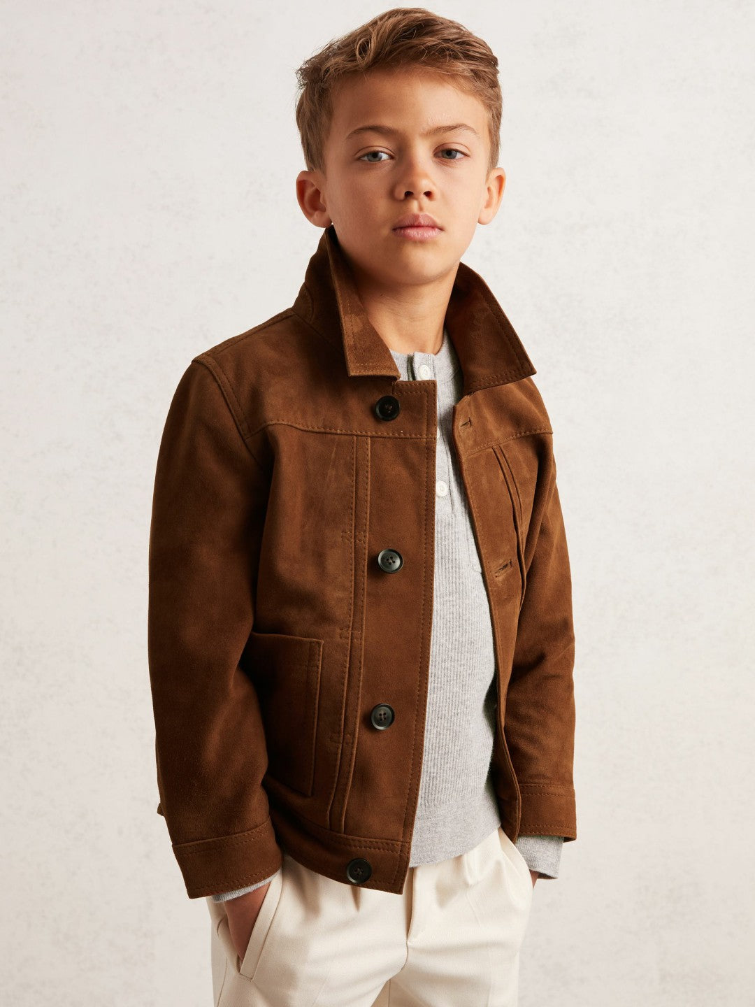 3-9 yrs Suede Worker Jacket in Tobacco Brown Children & Baby | Reiss