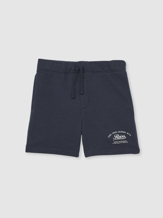 13-14 yrs Cotton Blend Motor Cars Sweat Shorts in Washed Blue Children & Baby | Reiss