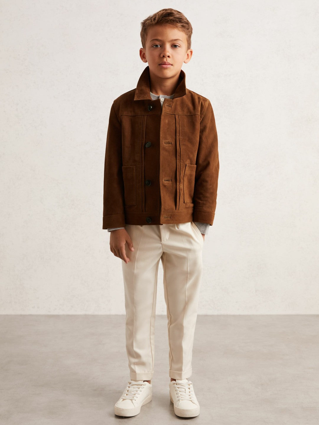 9-13 yrs Suede Worker Jacket in Tobacco Brown Children & Baby | Reiss