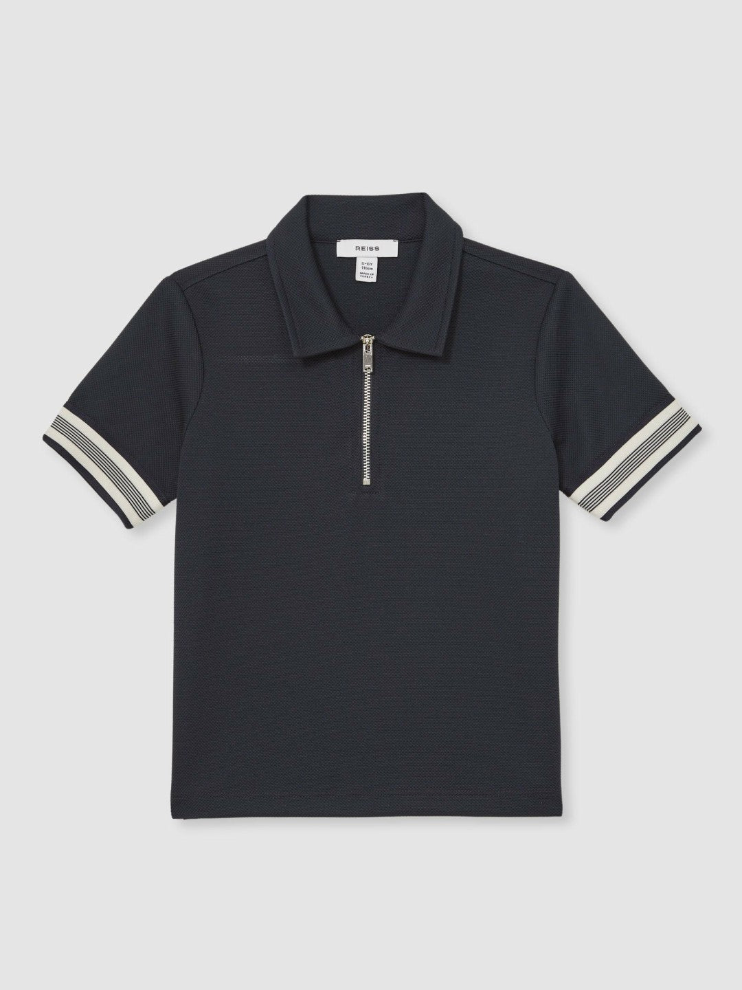 9-13 yrs Textured Half Zip Polo Shirt in Navy Blue Children & Baby | Reiss