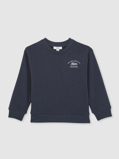 13-14 yrs Cotton Blend Motor Cars Sweatshirt in Washed Blue Children & Baby | Reiss