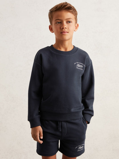 13-14 yrs Cotton Blend Motor Cars Sweatshirt in Washed Blue Children & Baby | Reiss