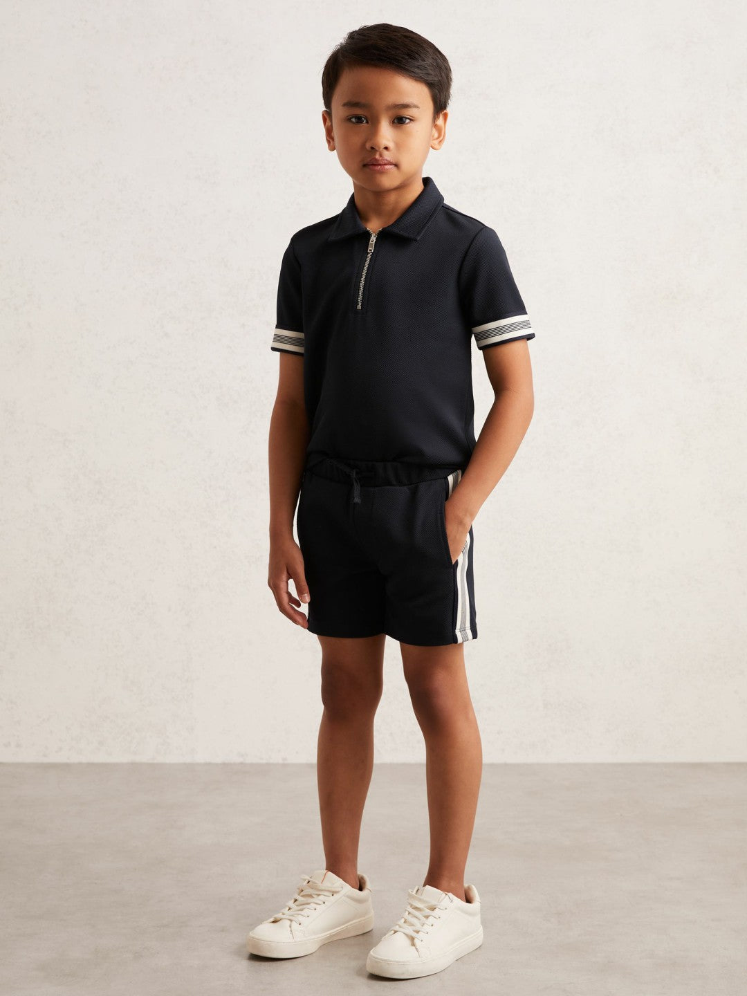 3-9 yrs Side Stripe Textured Shorts in Navy Blue Children & Baby | Reiss