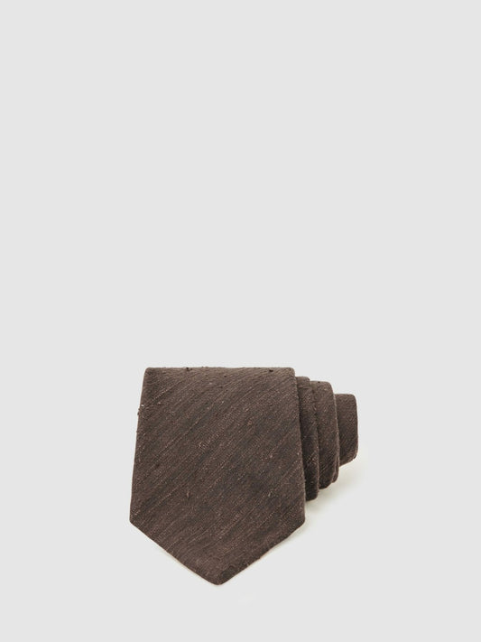 Silk Blend Textured Tie in Chocolate Brown Men | Reiss