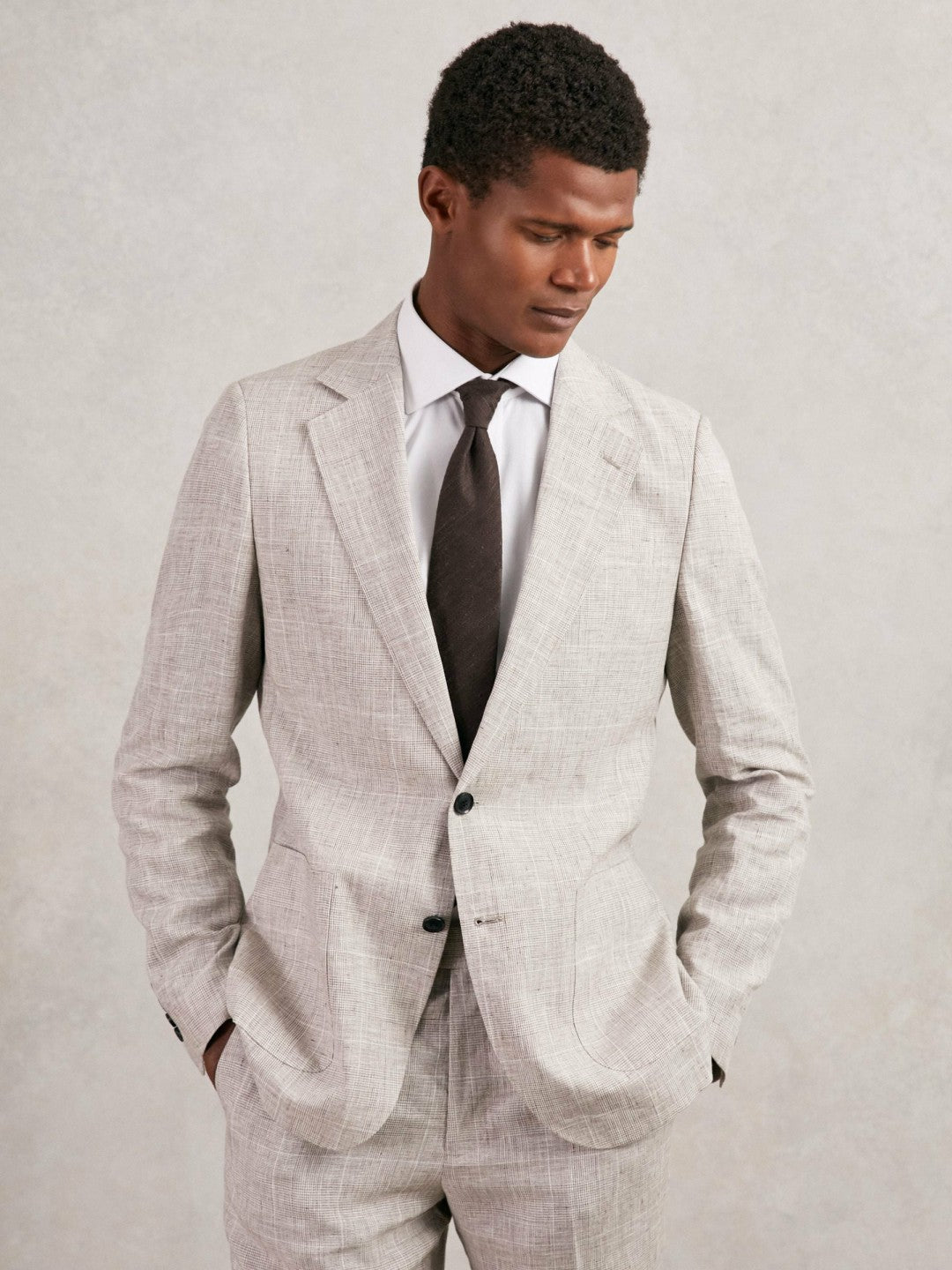 Silk Blend Textured Tie in Chocolate Brown Men | Reiss