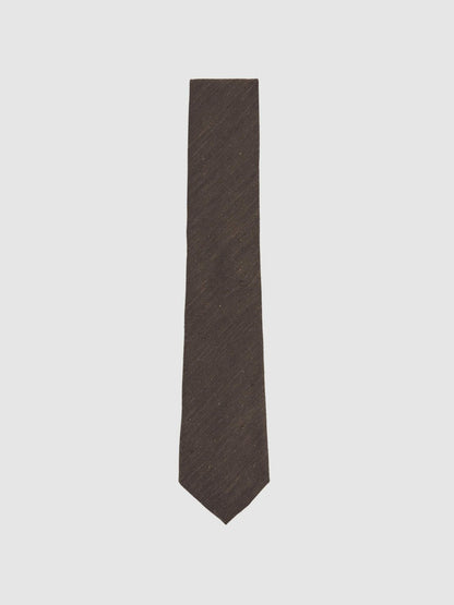 Silk Blend Textured Tie in Chocolate Brown Men | Reiss