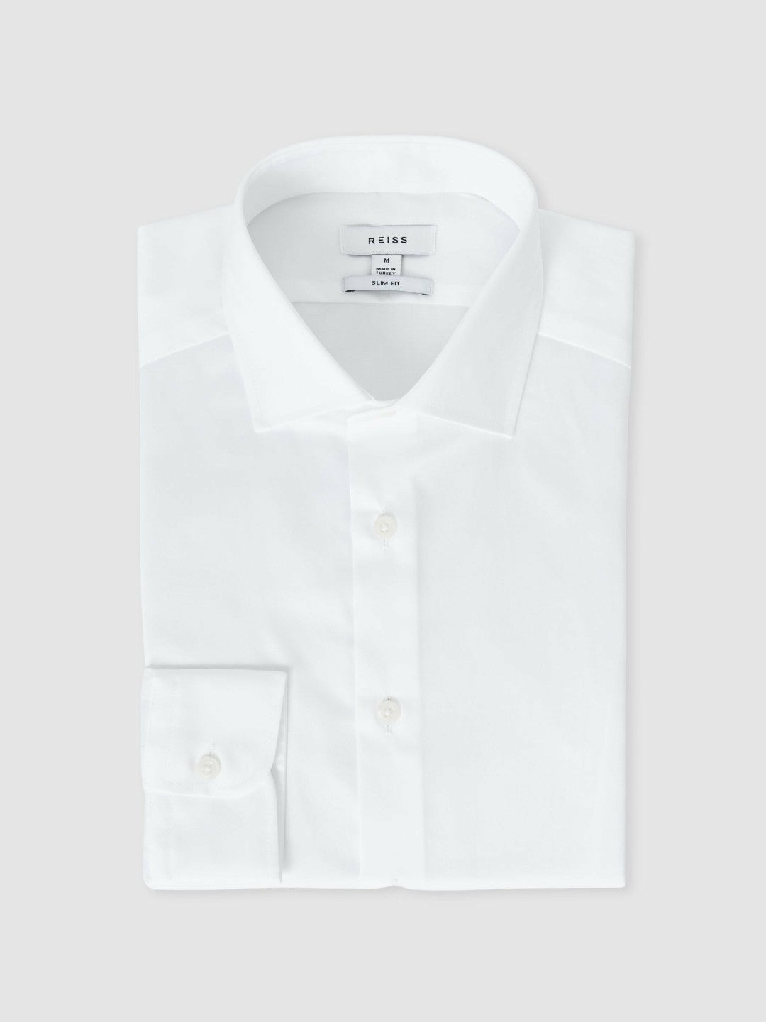 Slim Fit Cotton Sateen Shirt in White Men | Reiss