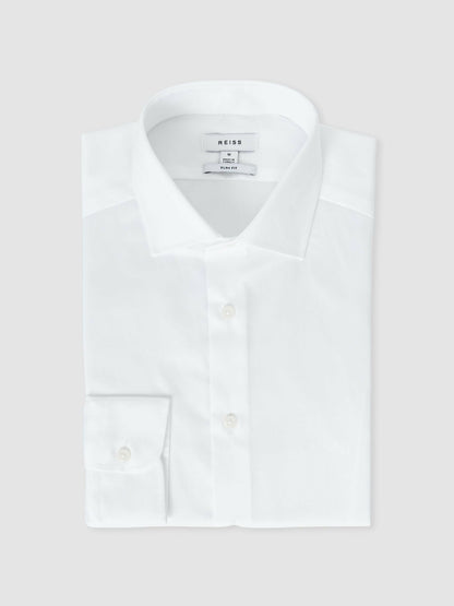 Slim Fit Cotton Sateen Shirt in White Men | Reiss