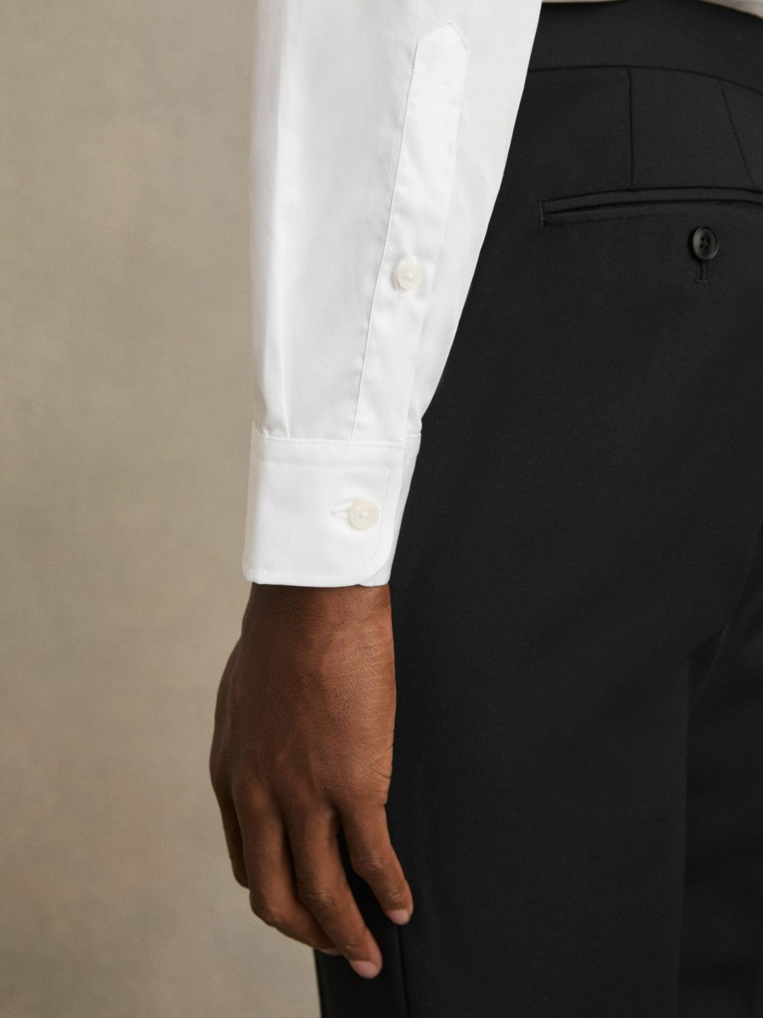 Slim Fit Cotton Sateen Shirt in White Men | Reiss