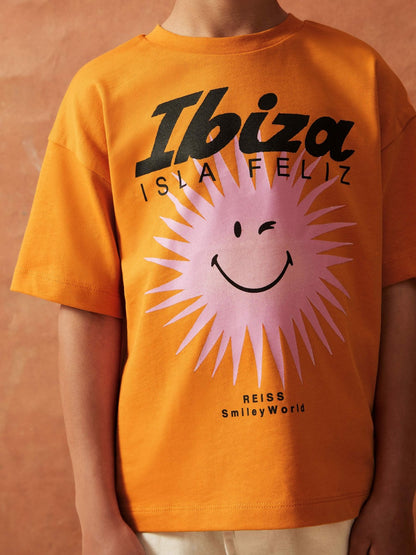 3-9 yrs SmileyWorld Sun Motif T-Shirt in Orange Children & Baby | Reiss