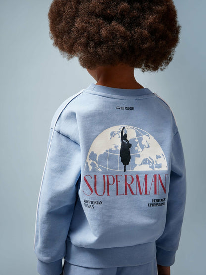 3-9 yrs Superman Logo Print Sweatshirt in Light Blue Children & Baby | Reiss